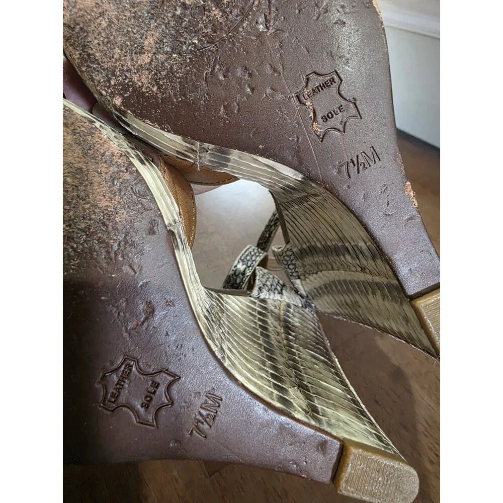 Tory Burch Livia Genuine Snakeskin Leather Platform Wedge Sandals Size 7.5 M